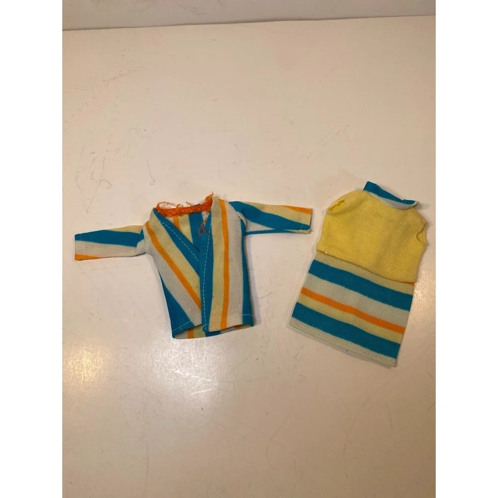 Vintage Barbie Clothes Lot of 2 Dress & Shirt Yellow Blue Orange
